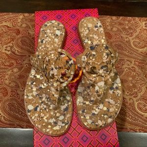 Tory Burch Cork New IVORY CONFETTI Miller sandals,